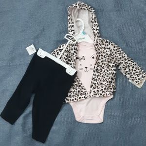 LITTLE ME NWT leopard print hoodie pant and onesie